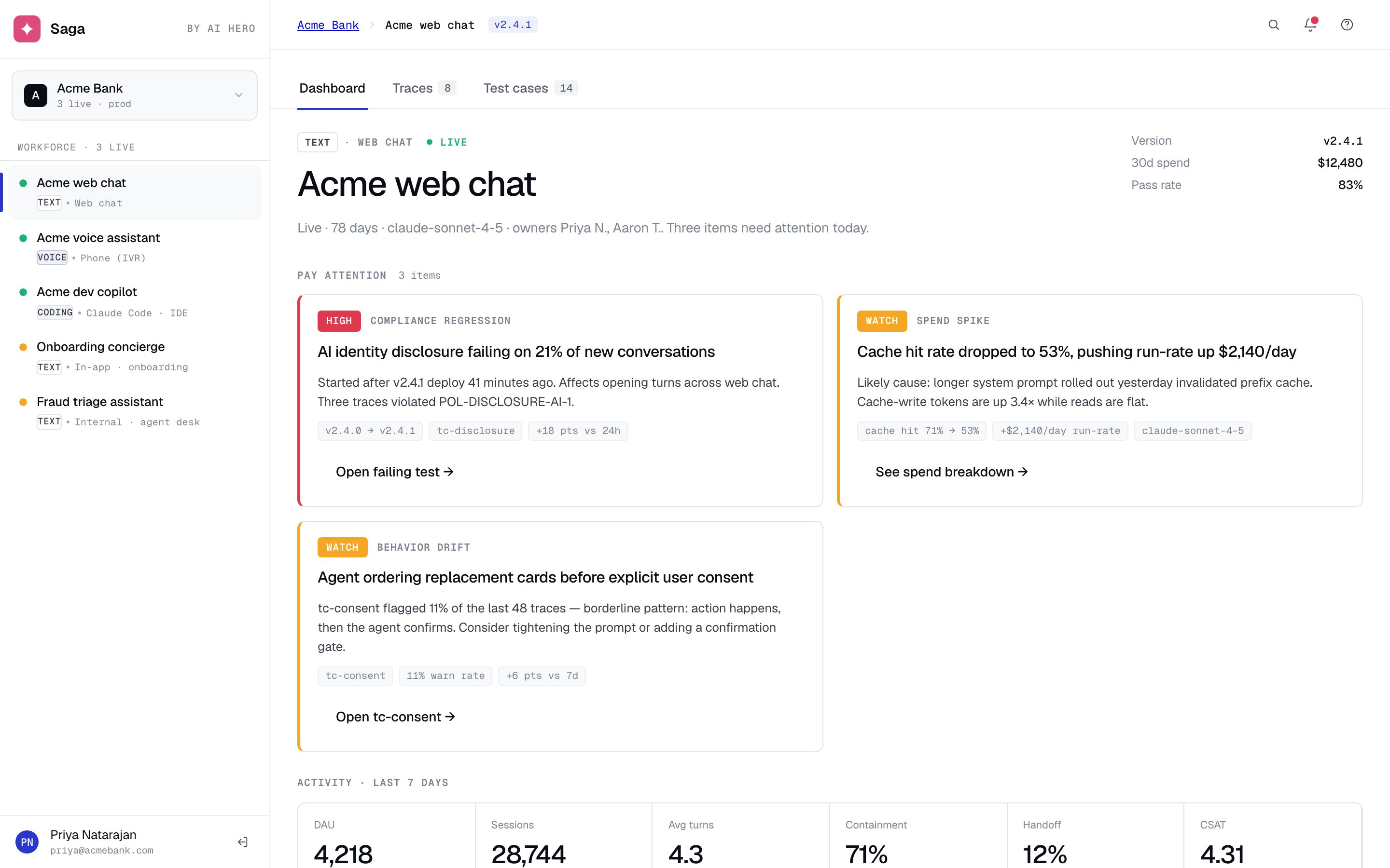 Saga dashboard